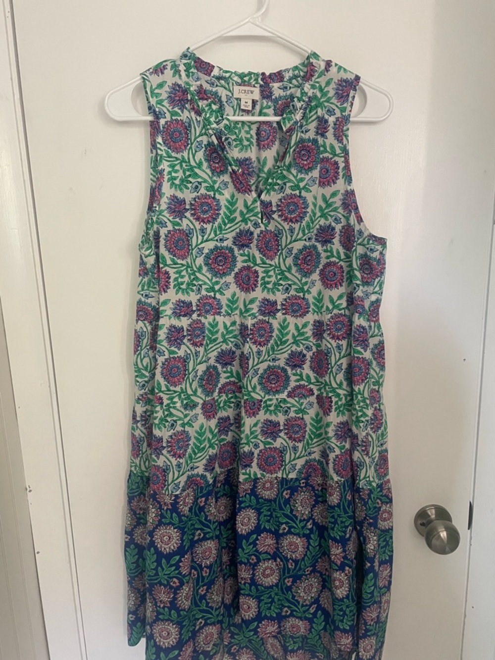 J. Crew Green, Blue and Purple Floral Sleeveless Dress